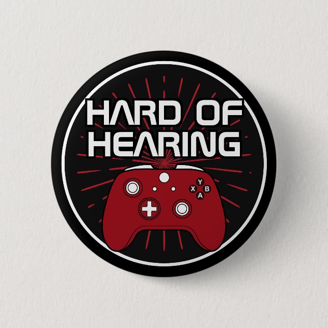 Hard of Hearing Black Red Gamer Controller 2 Inch Round Button (Front)