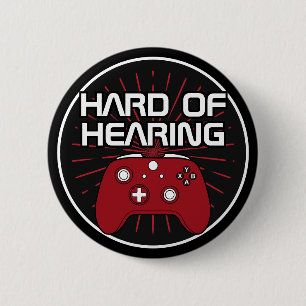 Hard of Hearing Black Red Gamer Controller 2 Inch Round Button