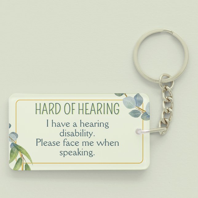 Hard of Hearing Deafness Alert Green Leaves Keychain (Creator Uploaded)