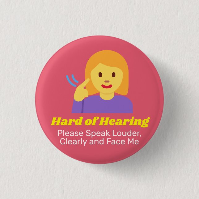 Hard of Hearing Girl with Personalized text 1 Inch Round Button (Front)