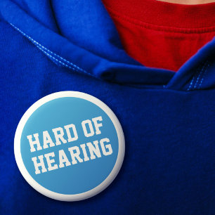 Hard of Hearing Lt Blue Sporty Minimalist Deafness 2 Inch Round Button
