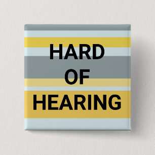 Hard of Hearing Modern Stripes Yellow Grey Simple 2 Inch Square Button