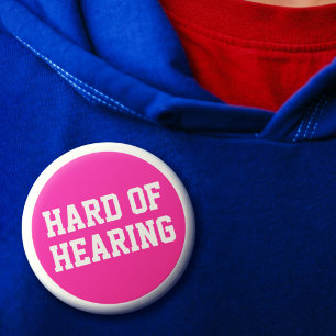 Hard of Hearing Pink Sporty Minimalist Deafness 2 Inch Round Button