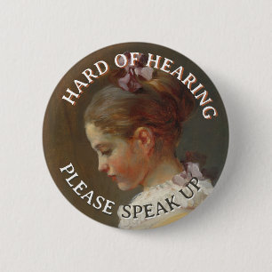 Hard of Hearing Vintage Fragonard Girl Reading 2 Inch Round Button