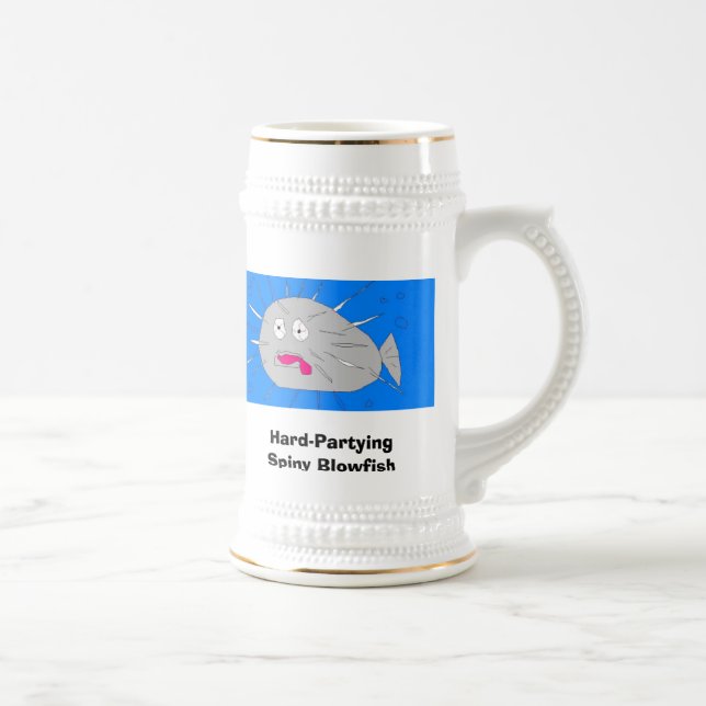 Hard Partying Spiny Blowfish - Customized Beer Stein (Right)