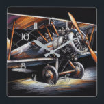 Hard Pastel Antique Biplane Aeroplane Airplane Square Wall Clock<br><div class="desc">Hard Pastel Antique Biplane Aeroplane Airplane</div>