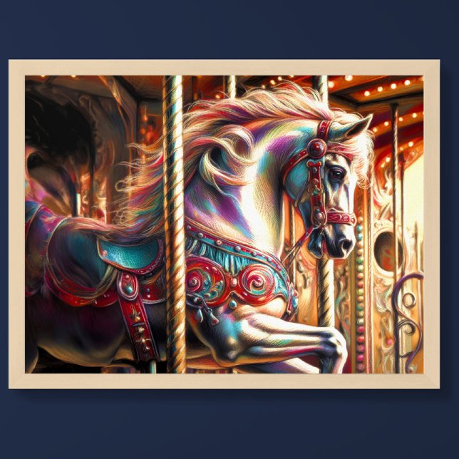 Hard Pastel Drawing Carousel Horse Poster (Creator Uploaded)
