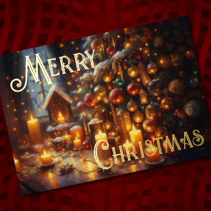 Hard Pastel Drawing Christmas Holiday Tree Candles