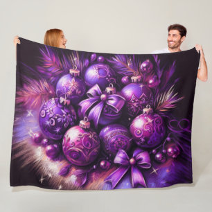 Hard Pastel Drawing Christmas Motif Holiday Purple Fleece Blanket