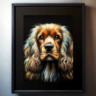 Hard Pastel Drawing Cocker Spaniel Poster