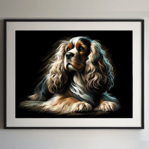 Hard Pastel Drawing Cocker Spaniel Poster