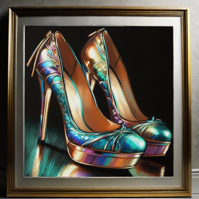 Hard Pastel Drawing Iridescent High Heels Woman's Poster (Creator Uploaded)