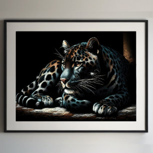 Hard Pastel Drawing Leopard IV Poster