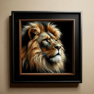 Hard Pastel Drawing Lion Poster