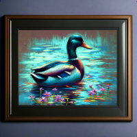 Hard Pastel Drawing Painting of a Mallard Duck