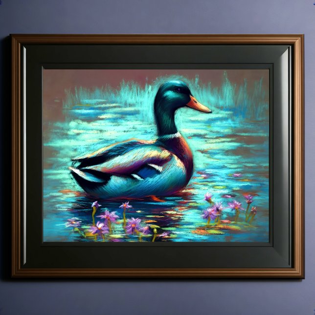 Hard Pastel Drawing Painting of a Mallard Duck Poster (Creator Uploaded)