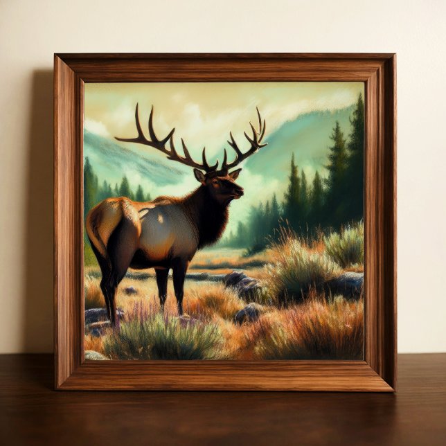 Hard Pastel Drawing Painting of an Elk Poster (Creator Uploaded)