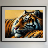 Hard Pastel Drawing Sleeping Tiger