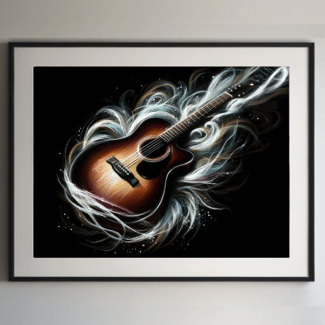 Hard Pastel Drawing Stag Acoustic Guitar Poster (Creator Uploaded)
