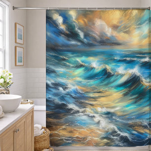 Hard Pastel Drawing Stormy Waves