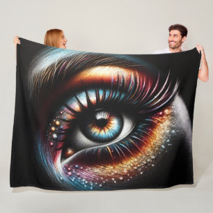 Hard Pastel Woman's Eye with Make Up Fleece Blanket