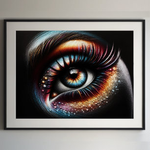 Hard Pastel Woman's Eye with Make Up Poster