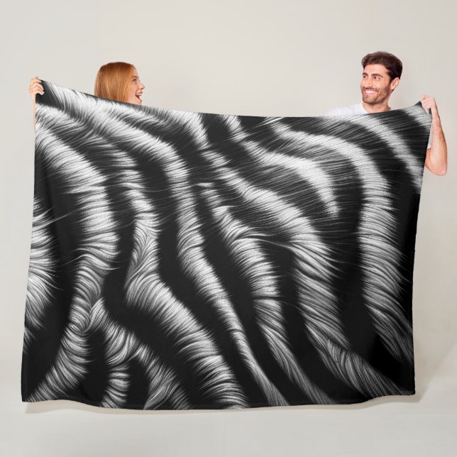 Hard Pastel Zebra on Black Fleece Blanket (In Situ)