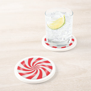 Hard Peppermint Candy Sandstone Drink Coaster