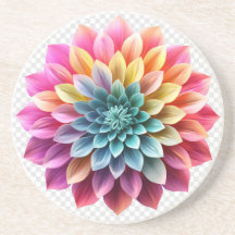 Hard Plastic Coaster Featuring Floral Design