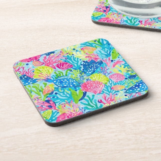 Hard plastic coaster in stylish graphic (Left Side)