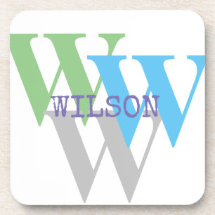 Hard plastic coaster INTIAL name monogram minimal