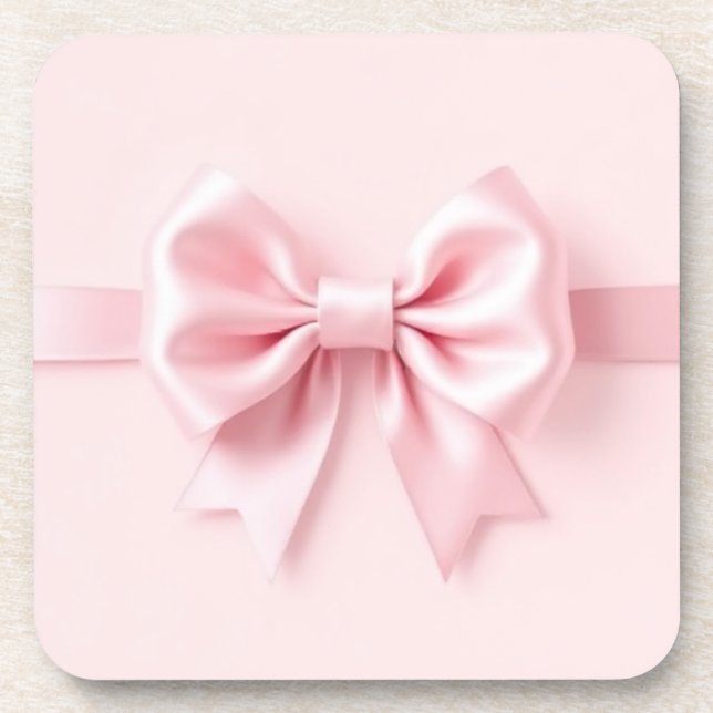 Hard plastic coaster w Pink Bow (Front)