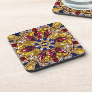 Hard plastic coaster with Colombia Colours
