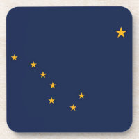 Hard plastic coaster with flag of Alaska, USA