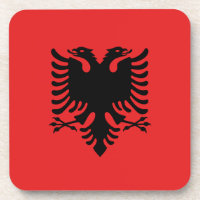 Hard plastic coaster with flag of Albania