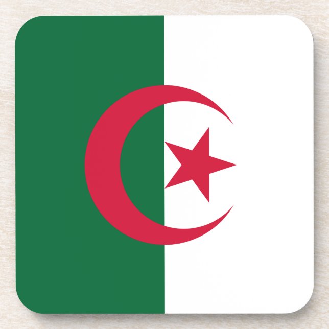 Hard plastic coaster with flag of Algeria (Front)