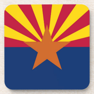 Hard plastic coaster with flag of Arizona, USA