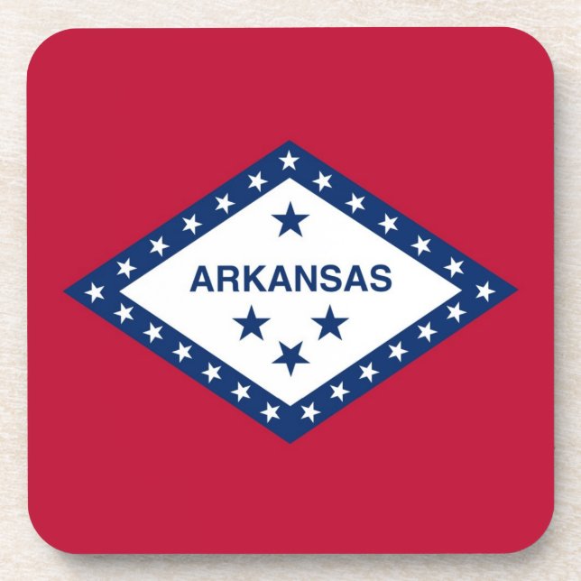 Hard plastic coaster with flag of Arkansas, USA (Front)