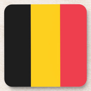Hard plastic coaster with flag of Belgium