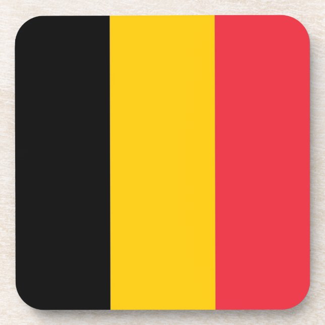Hard plastic coaster with flag of Belgium (Front)