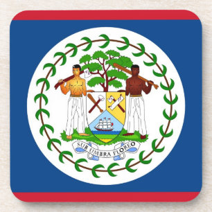 Hard plastic coaster with flag of Belize