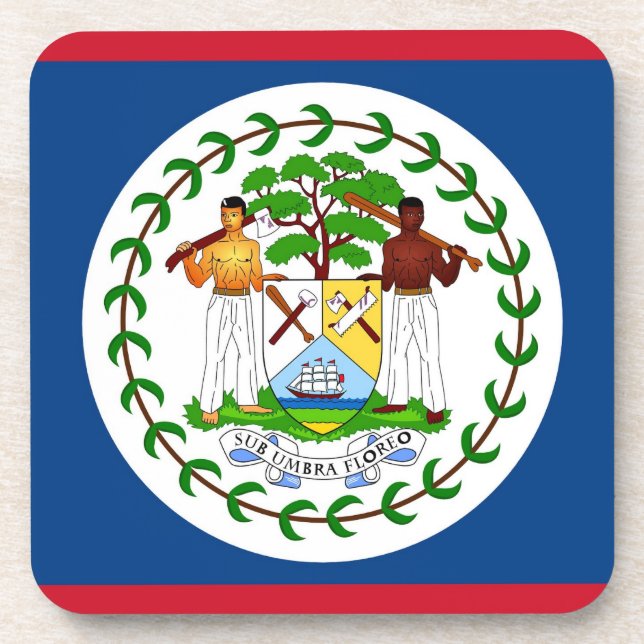 Hard plastic coaster with flag of Belize (Front)