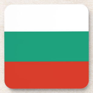 Hard plastic coaster with flag of Bulgaria