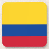 Hard plastic coaster with flag of Colombia