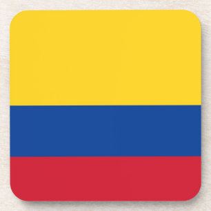 Hard plastic coaster with flag of Colombia