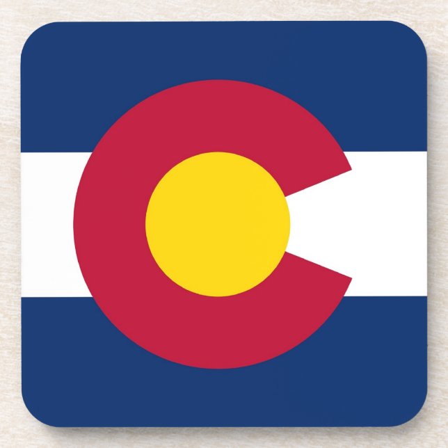 Hard plastic coaster with flag of Colorado, USA (Front)