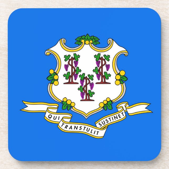 Hard plastic coaster with flag of Connecticut, USA (Front)