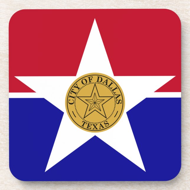 Hard plastic coaster with flag of Dallas (Front)