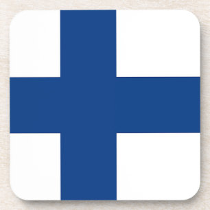 Hard plastic coaster with flag of Finland