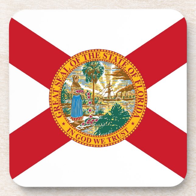 Hard plastic coaster with flag of Florida, USA (Front)